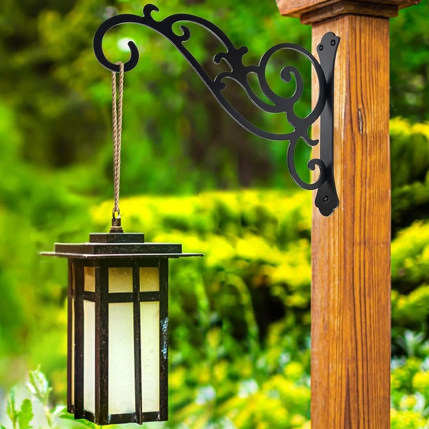2 Pcs Hanging Plant Bracket Wall Hook Hanging Plant Brackets 12-Inch Black Iron Plants Indoor/Outdoor Planter Hangers