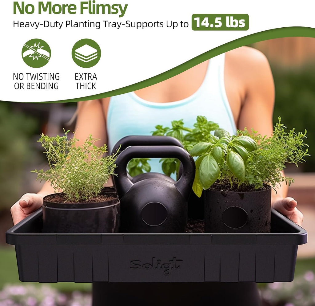 SOLIGT Extra Thick Heavy Duty 10 Pack Seed Starting Trays 14 * 10.8 * 2.3" | Microgreens Growing Trays Seedling Plant