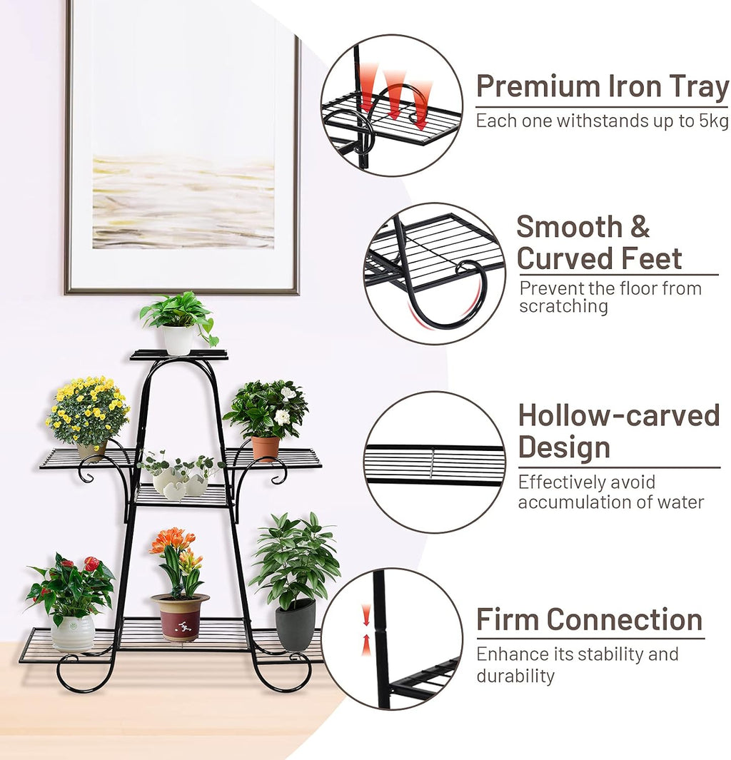 S AFSTAR 7 Tier Plant Stand, Parisian Style Garden Cart Stand, Multi-layer Mental Plant Stand, Plant Flower Pot Display
