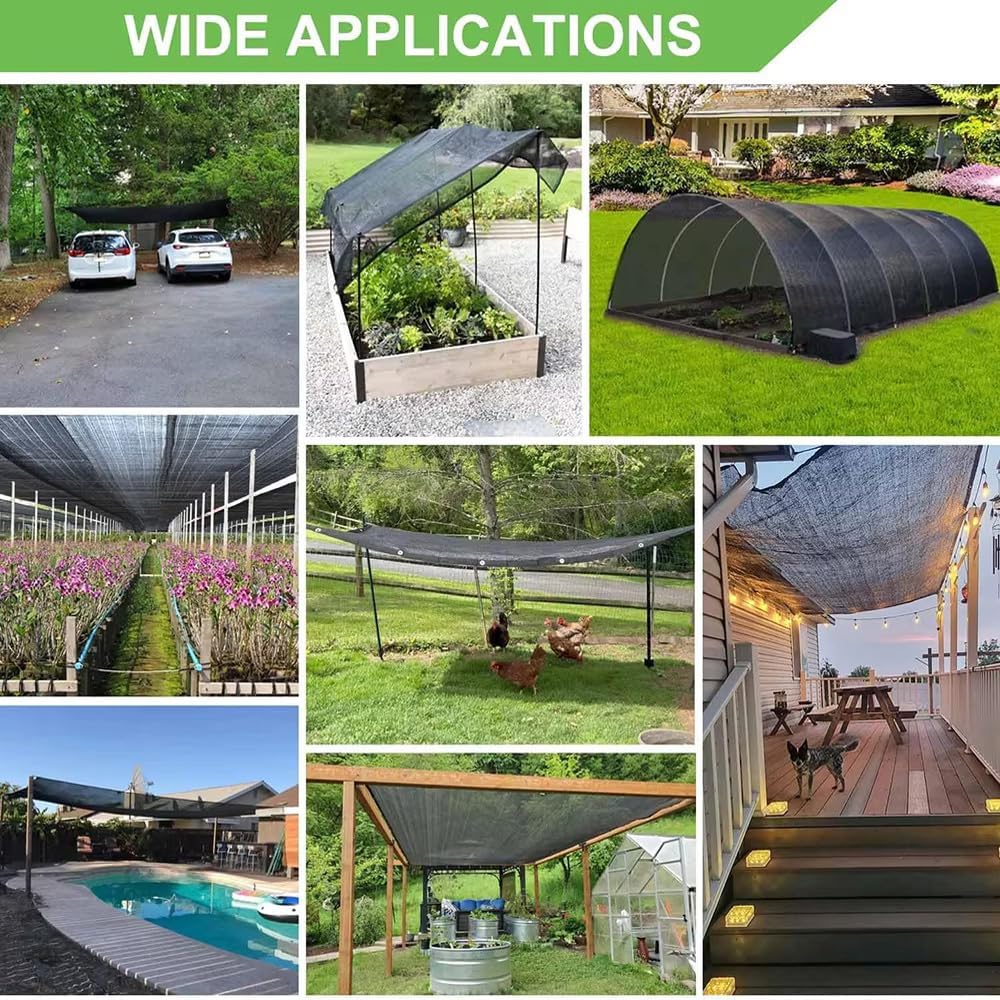 40% Shade Cloth for Plants Heat Protection 10X20 FT | Black Plant Shade Cover from Sun, Breathable Sunshade Fabric for