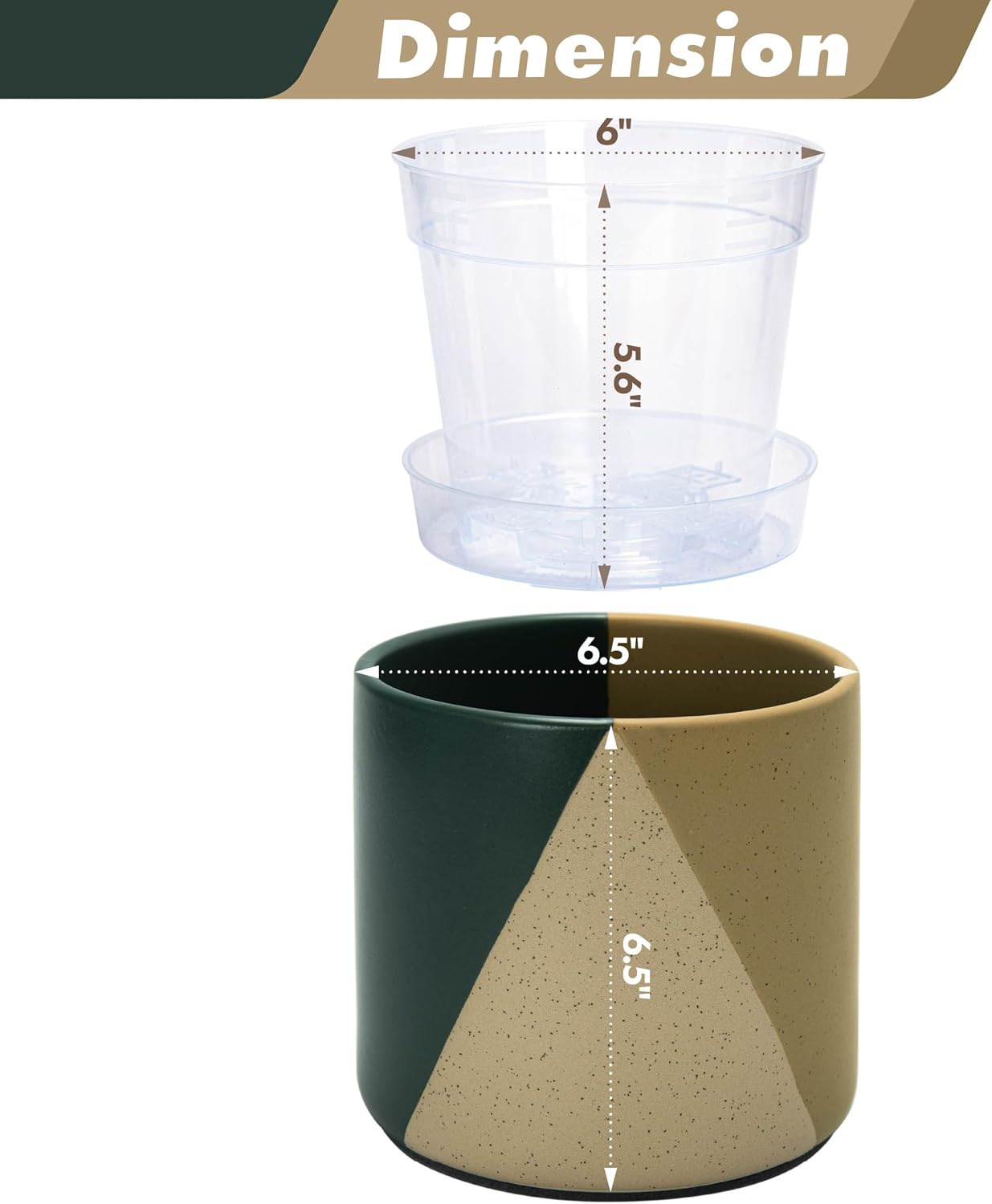 D'vine Dev Cachepot, Clear Pot & Saucer, 6.5 in, Desert Forest, 93-O-C-1 | Dual-Pot System, Root Visibility, Bottom