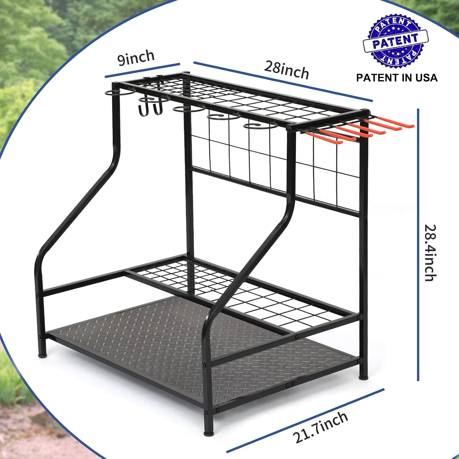 Garden Tool Organizer for Garage, Garden Tool Rack, Up to 58 Long Handled Tools, Yard Tool Holder for Garage, Shed
