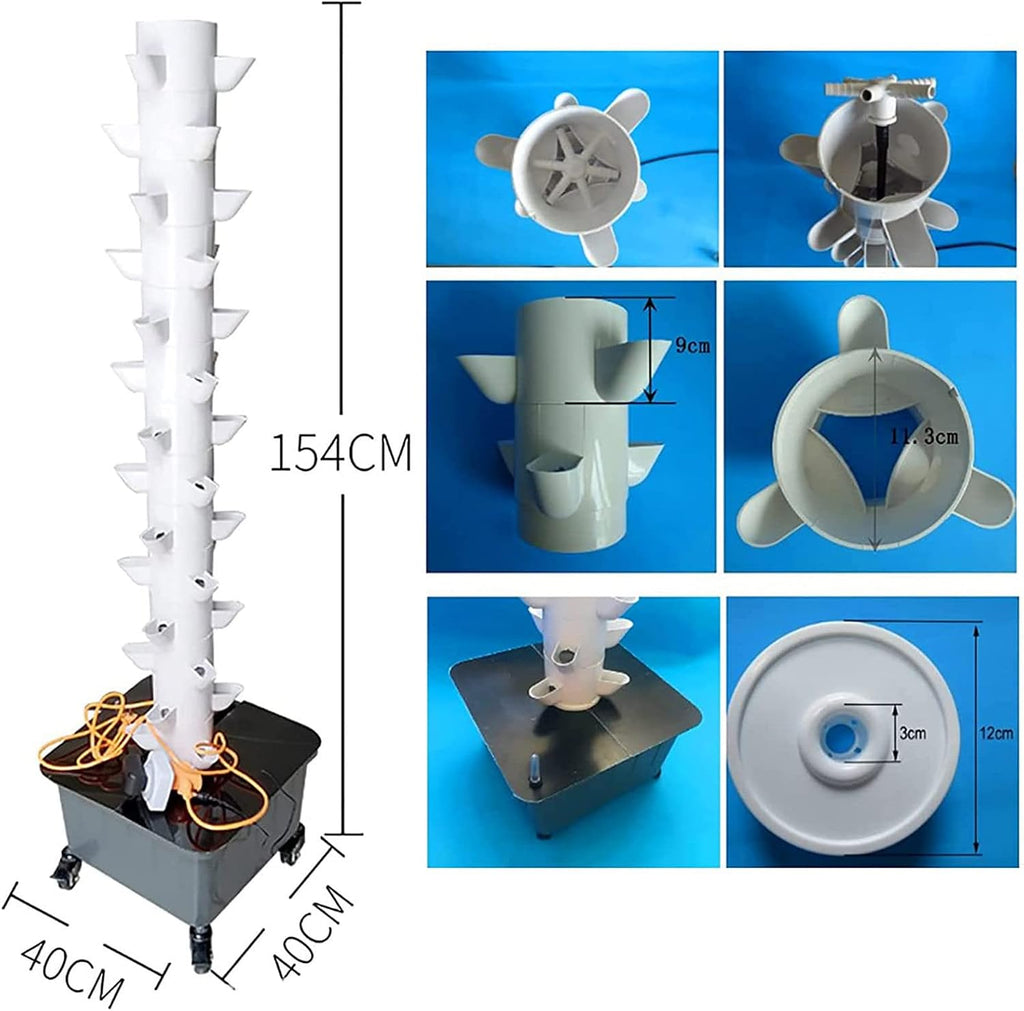 Hydroponic Grow Kit, Hydroponics Vertical Growing System, 15 Floors 45 Holes Aquaponics Growing System Kit, Aeroponic