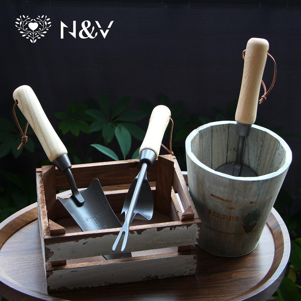 Japanese Gardening Tools Set, 6 Pcs Garden Tools Set, Black Painted Stainless Steel Heavy Duty Gardening Tools Kit