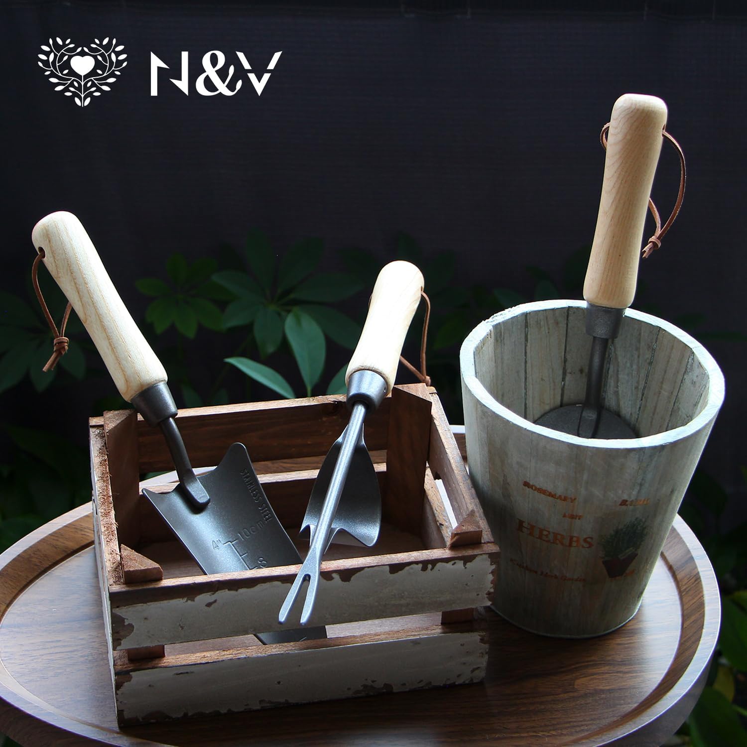 Japanese Gardening Tools Set, 6 Pcs Garden Tools Set, Black Painted Stainless Steel Heavy Duty Gardening Tools Kit