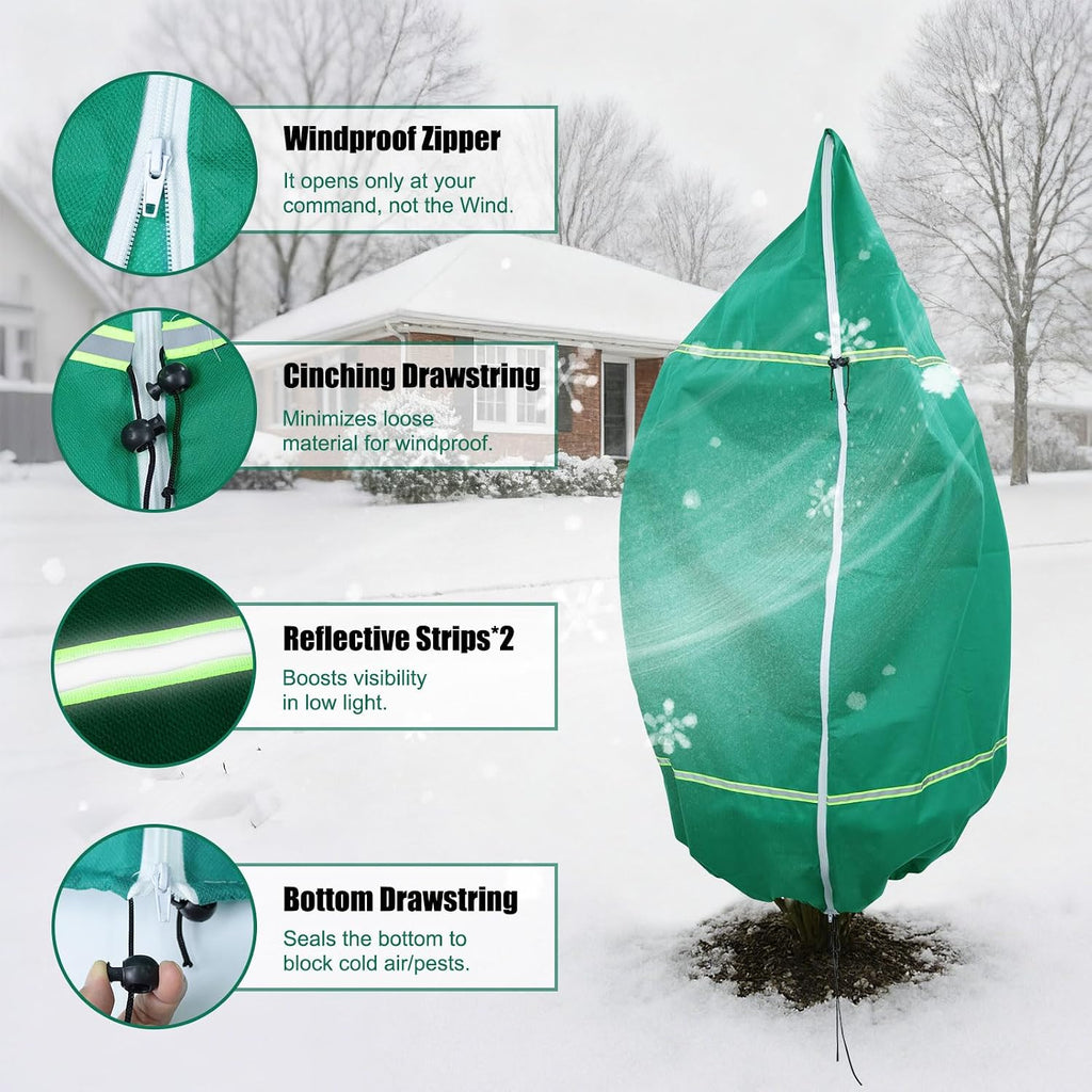 IC ICLOVER Plant Covers Freeze Protection, 47"x71" Frost Blankets, 4 Pack | With Zipper & Drawstring, Outdoor Plant