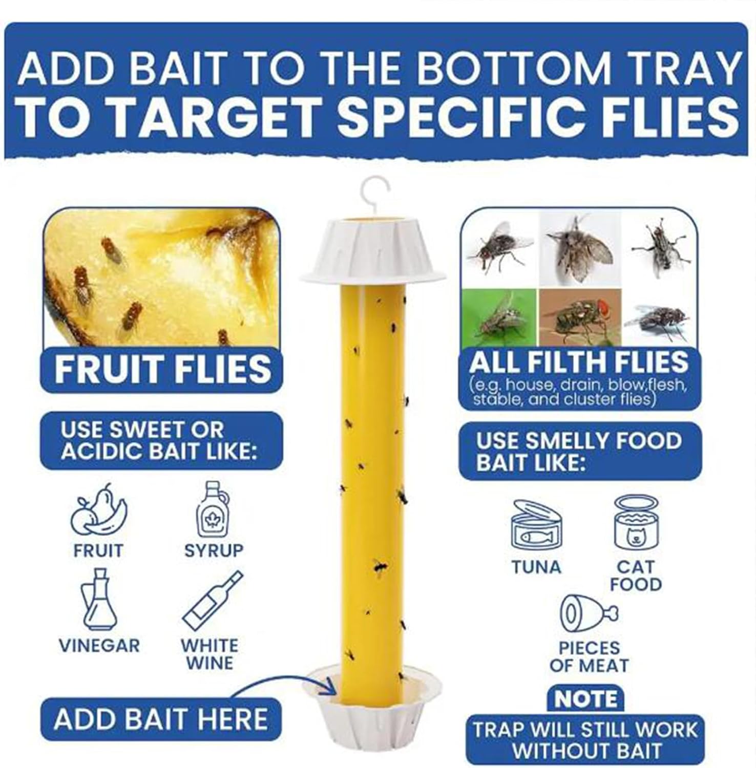 Fly Stick Sticky Fly Traps for Indoors and Outdoor Wasp Traps - Effective Pest Control 4 Pack