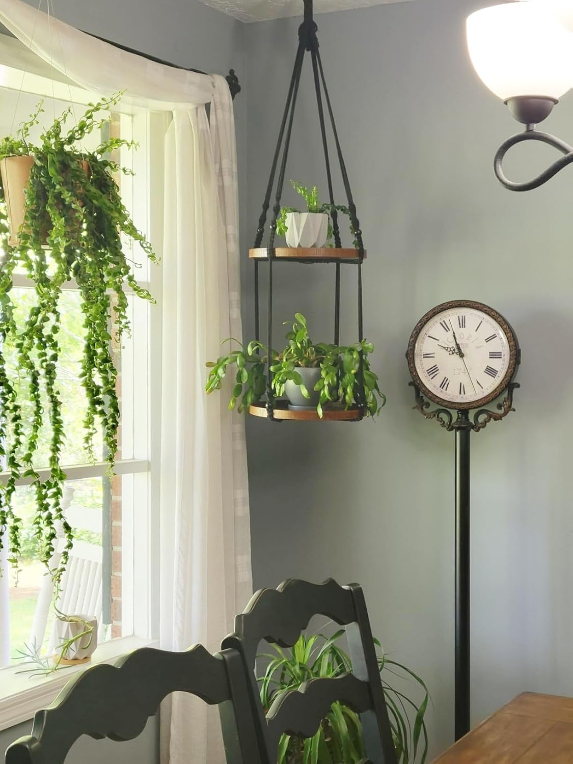2 Tier Macrame Plant Hanger, Hanging Plant Shelf (12") | Plant Hanger Indoor, Hanging Planter, Hanging Planter Shelf
