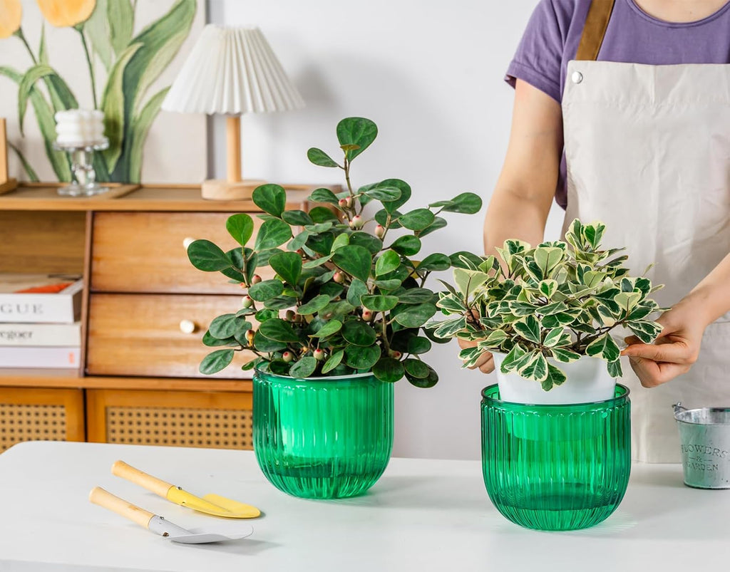 Melphoe Self Watering Hanging Planters Indoor Flower Pots, (6.5’’+6.5’’+5.3''+5.3'' 4Pack) - Outdoor Hanging Plant Pot