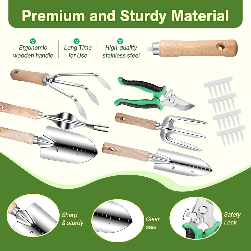 Gardening Tools Set for Women 29Pcs Heavy Duty Garden Hand Tools Set with Floral Tote Bag Rust-Proof Garden Tool Kit