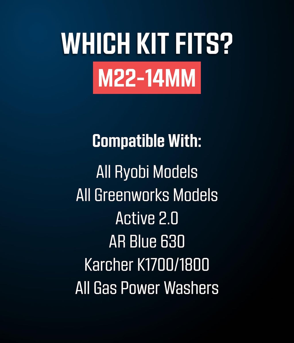 McKillans® M22-14mm Pressure Washer Quick Connect Kit, M22-14mm to 3/8" Male Female Quick Disconnect Kit for Power