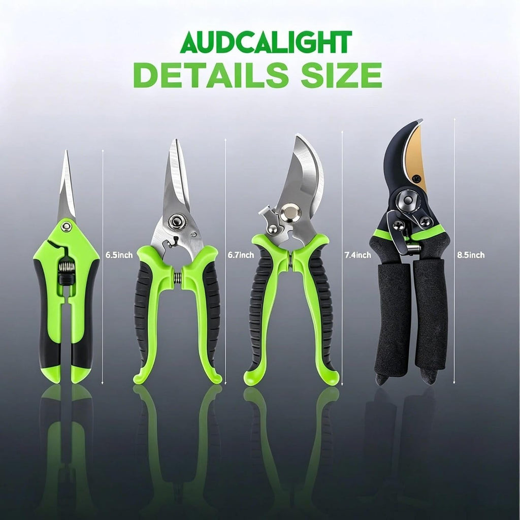4-Pack Bypass Pruning Shears, Titanium Steel Blade,With Gardening Gloves,Shears Stainless, Ergonomic Hand Pruning