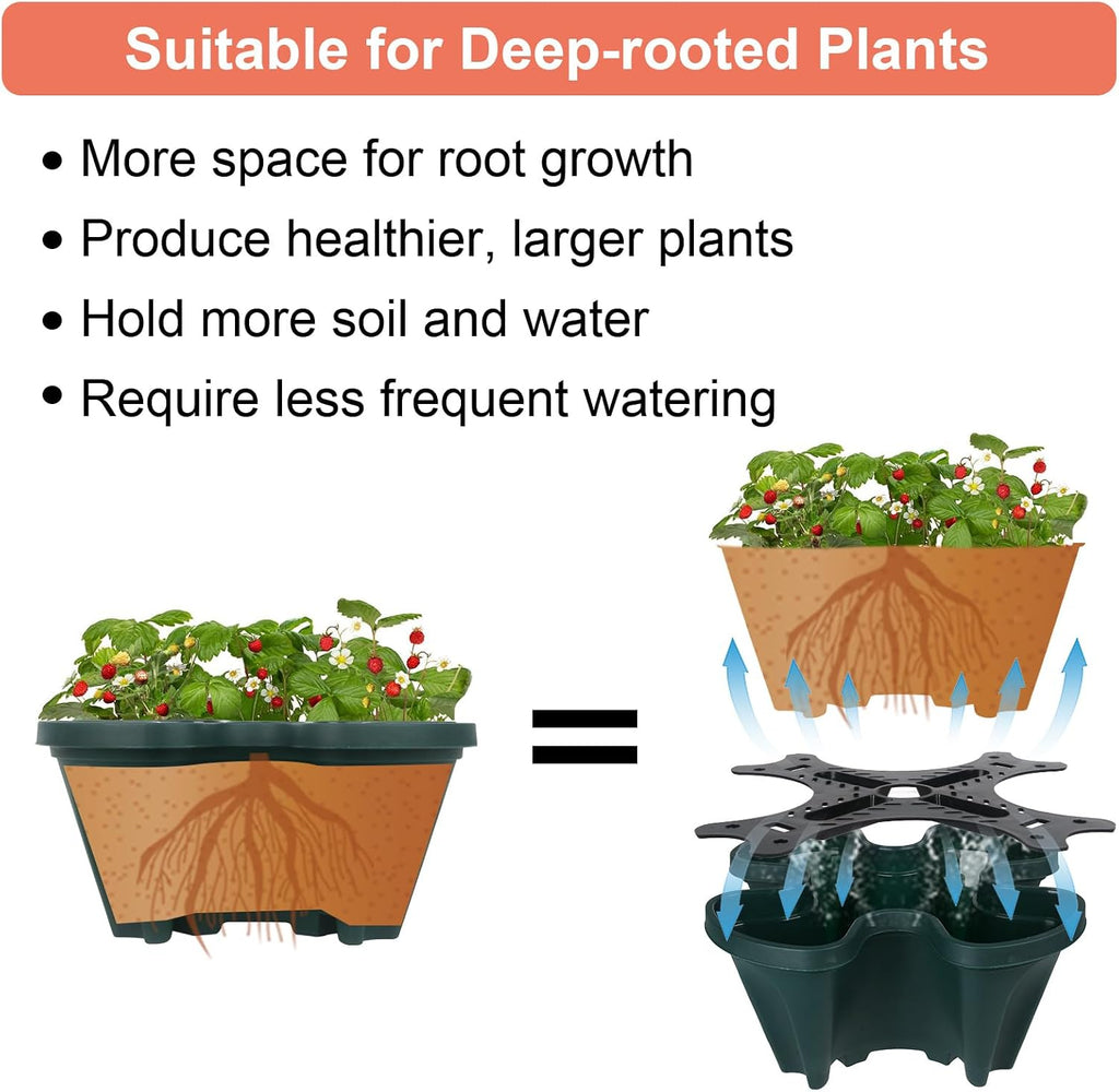 DUNCHATY Stackable Vertical Garden Planter with Wheels, 5 Tier Herb Planter Pots for Growing Vegetables and Succulents