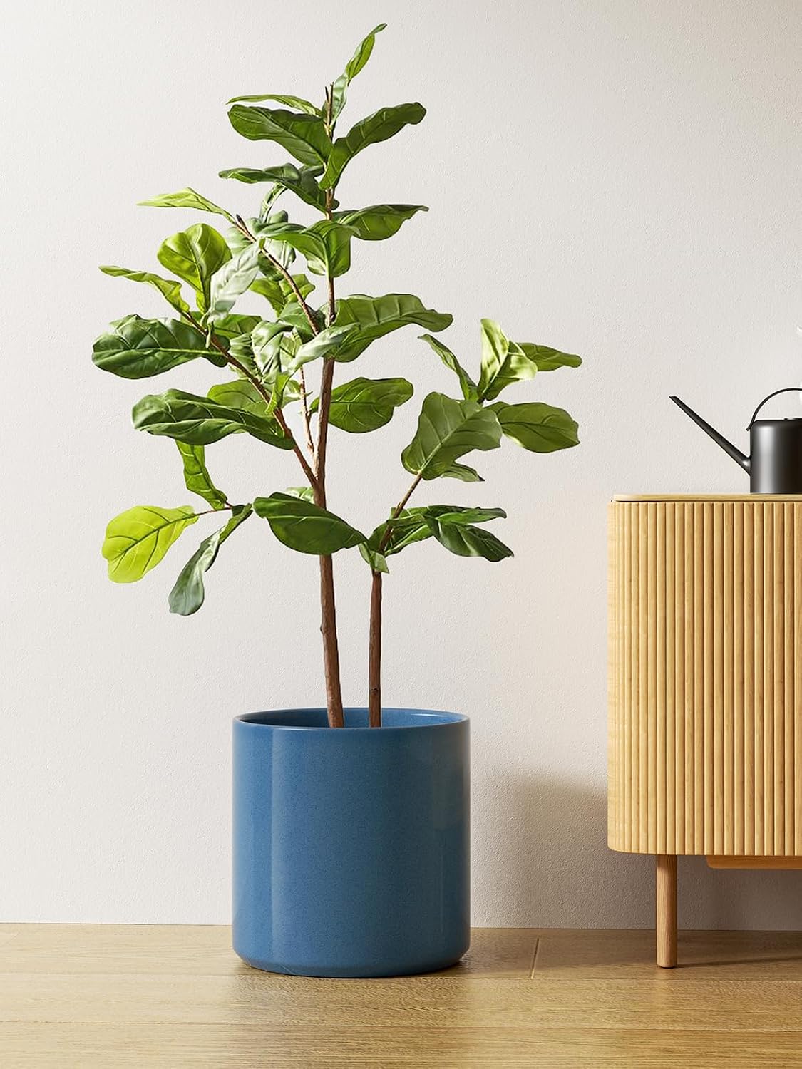 LE TAUCI 12 Inch Pot for Plants, Ceramic Planters for Indoor Plants, Mid-Century Modern Cylinder Flower Pots with