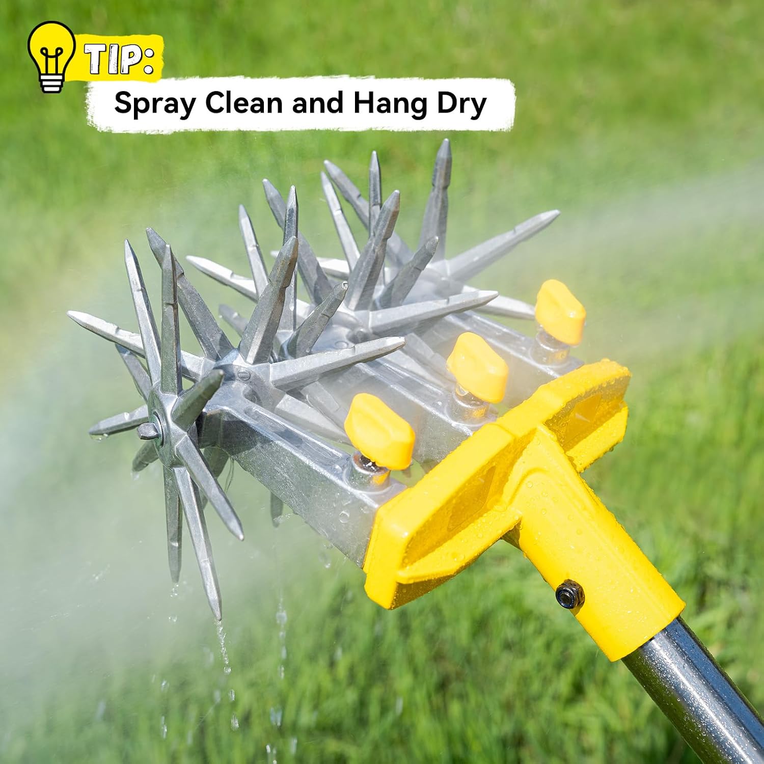 Rotary Cultivator Garden Tool with Extra-Large Tines, 74-Inch Long Handle Manual Tiller Cultivator, Heavy-Duty Rotary