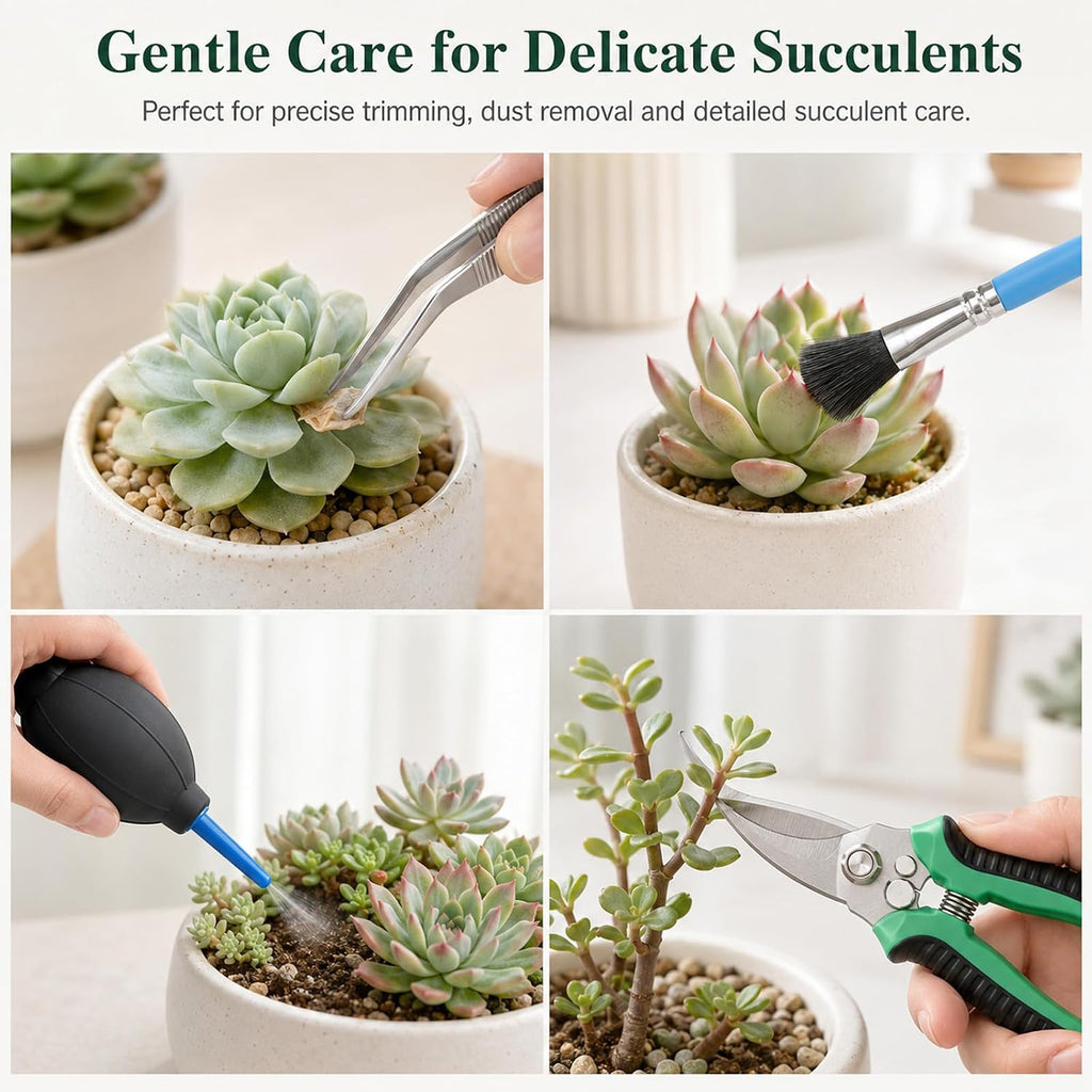 25 Pcs Succulent & Bonsai Tools Set for Beginners, Indoor Plant Care Tool Set with Repotting Mat, Organizer Tote, Soil