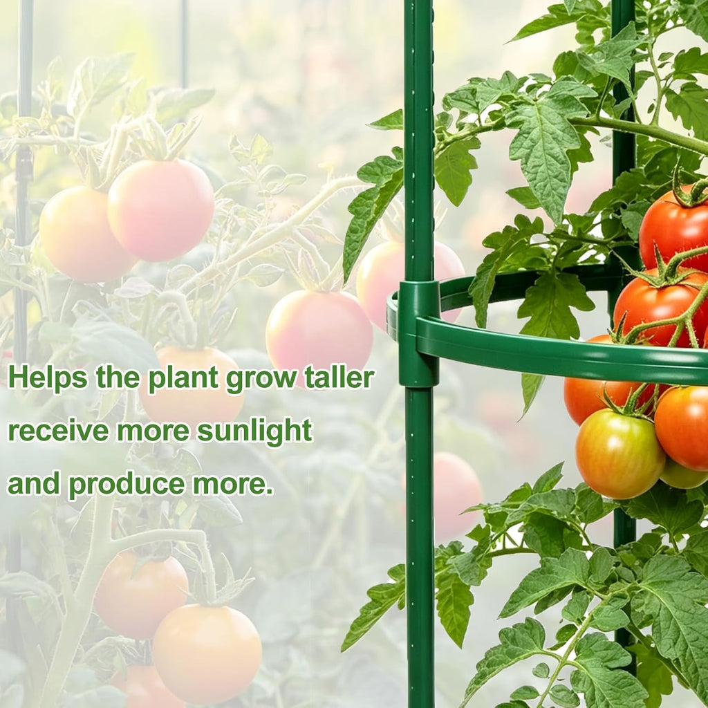 Tomato Cages for Garden&Pots, 4 Pack 50" Plant Support Trellis for Tomatoes, Cucumbers, Beans | Heavy-Duty Steel with