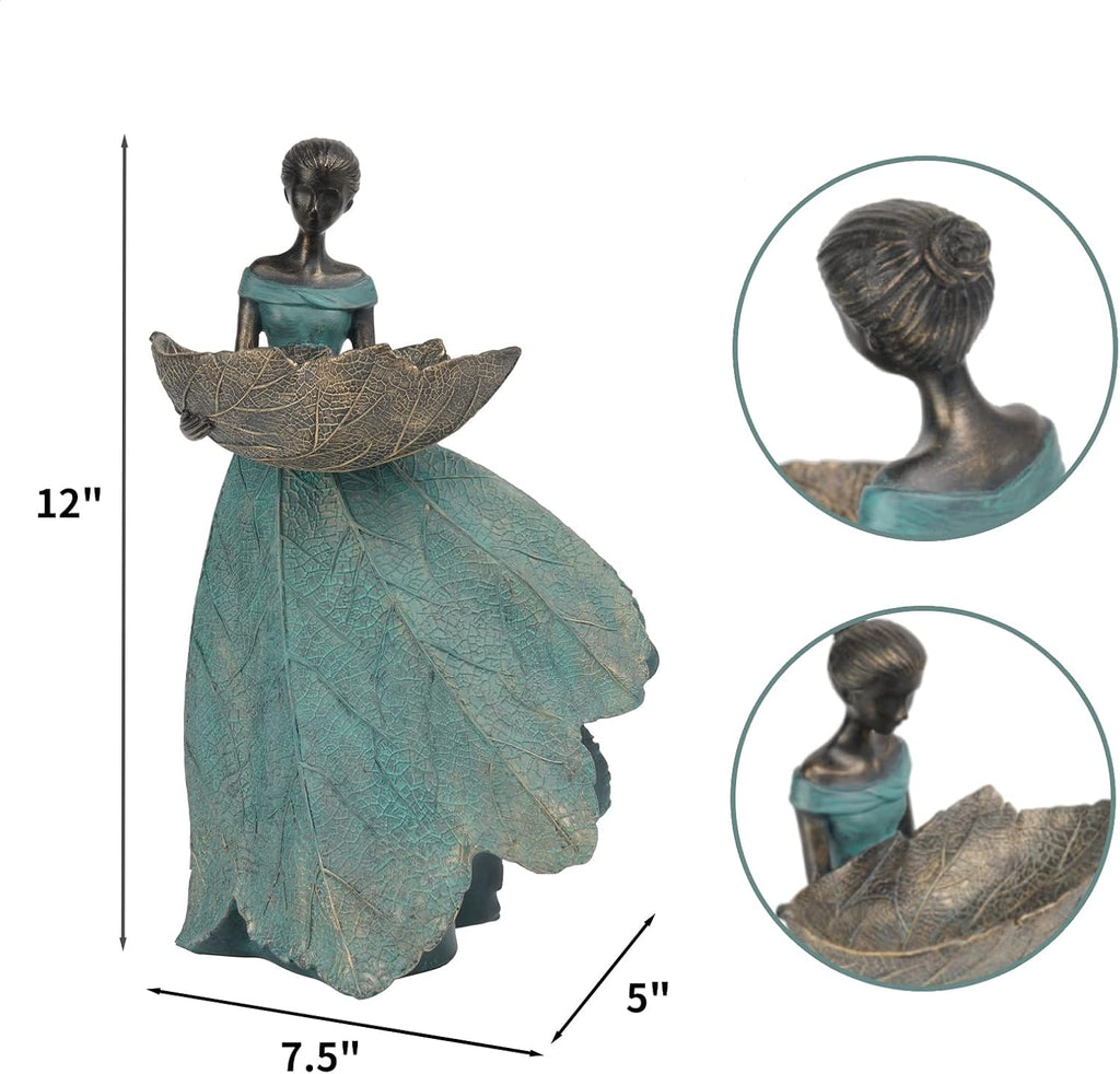 DiliComing Fairy Garden Statues Bird Feeder - 12 Inch Outdoor Fairy Statue | Resin Garden Decor, Decorative Patio Yard