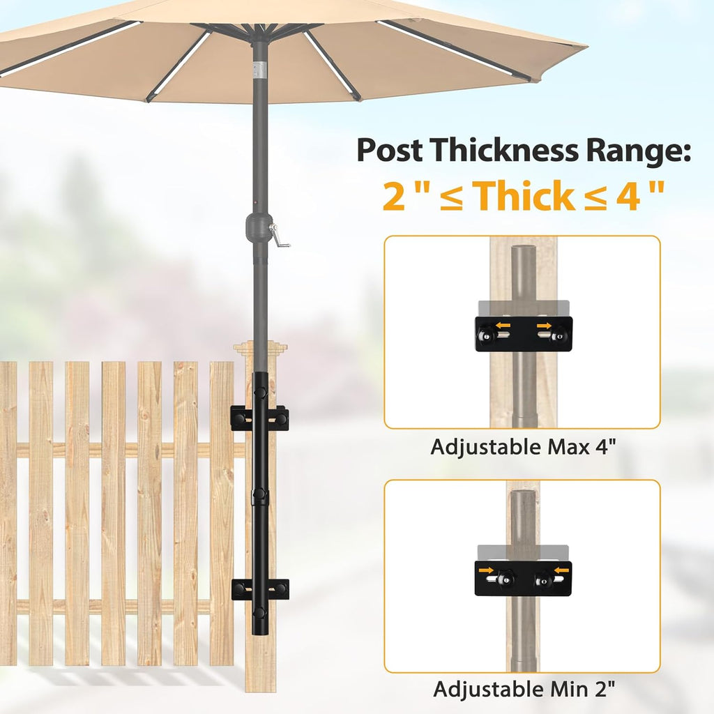 ZZM Patio Umbrella Holder for Deck Railing, Adjustable Deck Umbrella Mount Outdoor, Attachable to Railing Mounting