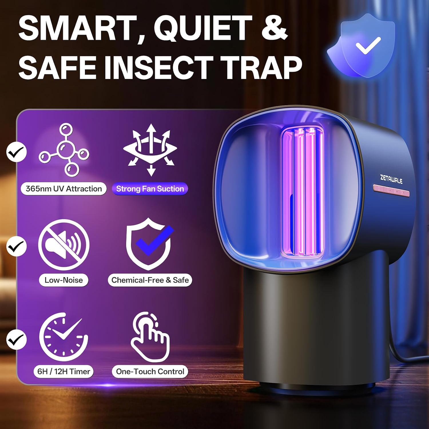 Fruit Fly Traps for Indoors, Gnat and Insects Catcher for House with UV Light, Heat Lure, Fan Suction, Ideal for