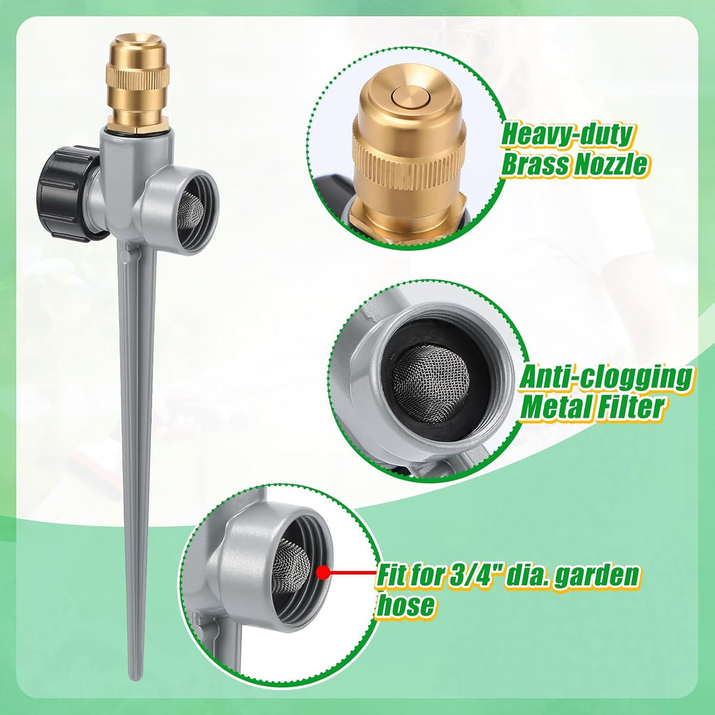 Acostop 4pcs 360° Spray Sturdy Metal Sprinklers for Yard Lawn Medium Garden | Adjustable Brass Nozzle Water Sprinkler