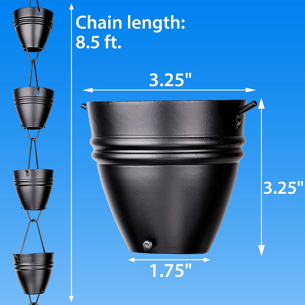 Twin Stripe Rain Chains for Gutters 8.5ft