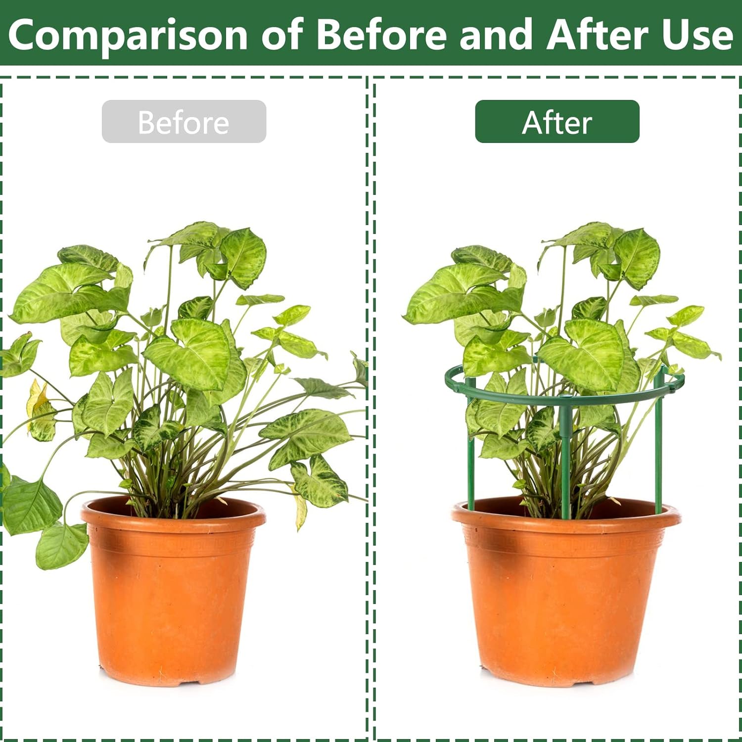 36Packs Plant Support Stake Half Round Plant Support for Indoor Plants, Stackable 3 Tier Garden Flower Support, Plant