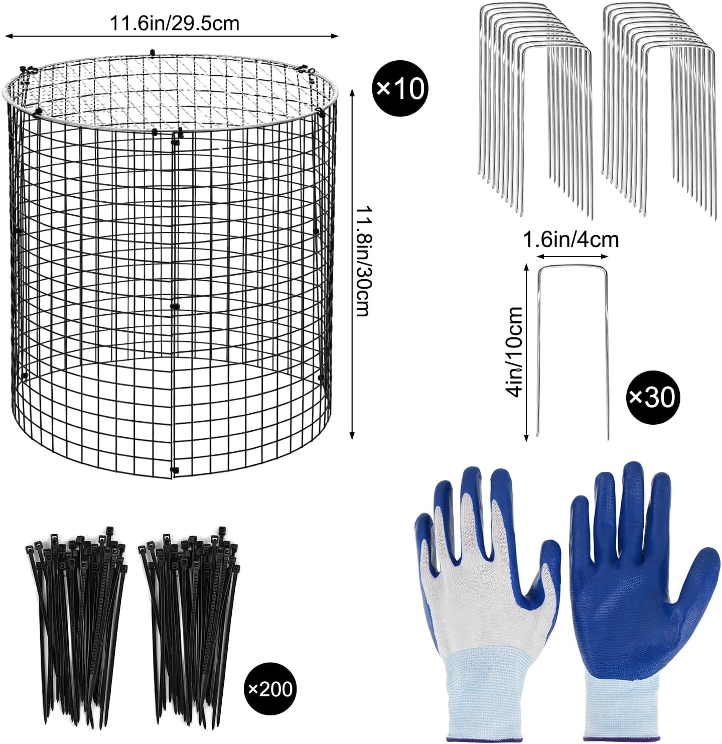 10 Sets 12"x 12" Garden Plant Protectors from Animals with Detachable Covers Metal Plant Cage Chicken Wire Cloche with