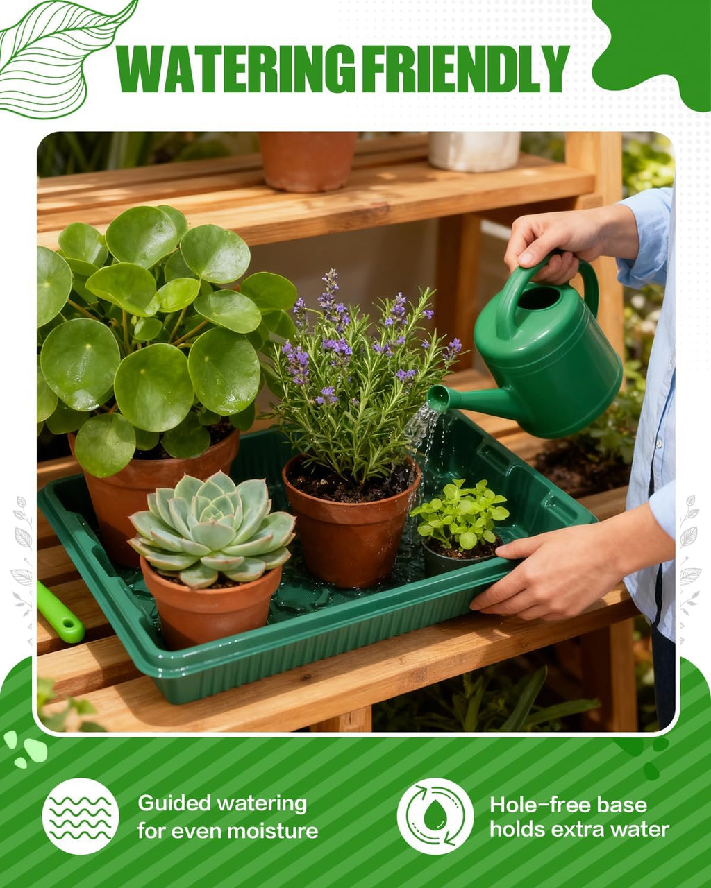 10 Pack 14.8"x9.6" Seed Starter Trays No Drain Holes for Microgreens | No Drain Holes, Thicken Reusable, Ideal for Seed