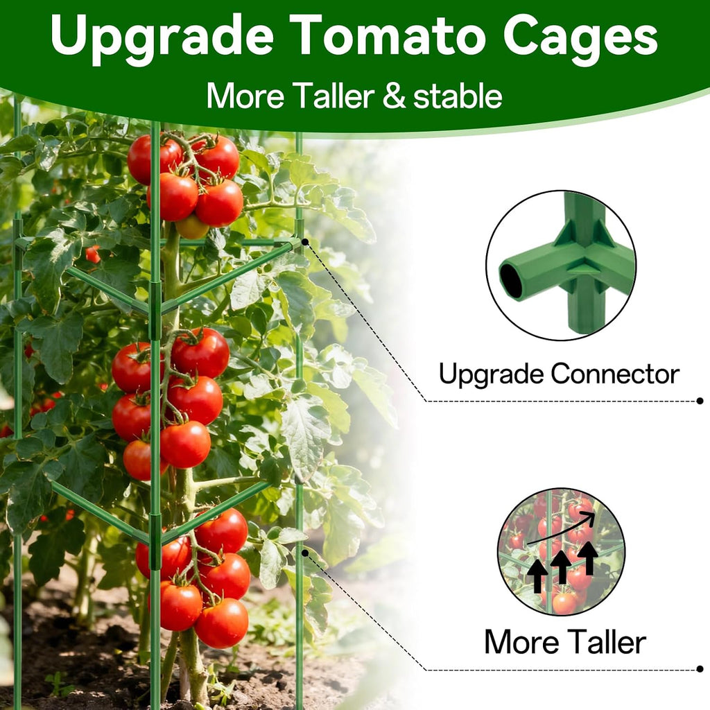 Halatool 72" Tomato Cages Heavy Duty, 4Pack Tomato Plant Support for Garden | Adjustable Metal Trellis for Pots &
