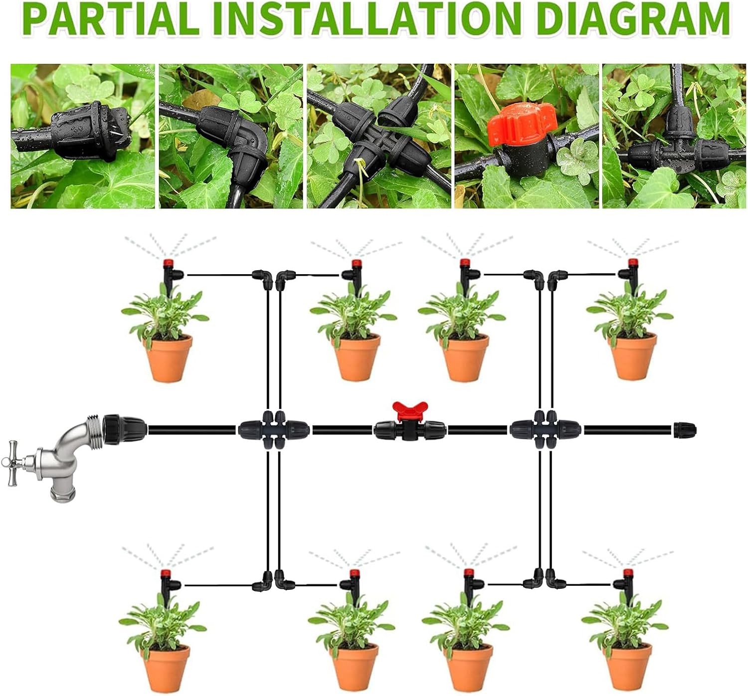 Upgraded Drip Irrigation System, 233FT Automatic Irrigation System, Watering Misting System for