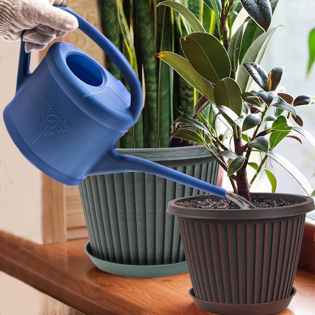 Large-Planter-Indoor-Outdoor Plant Pots, 12 inch 4 Pack Plastic Flower Pots with Saucer And Drainage Holes, Modern