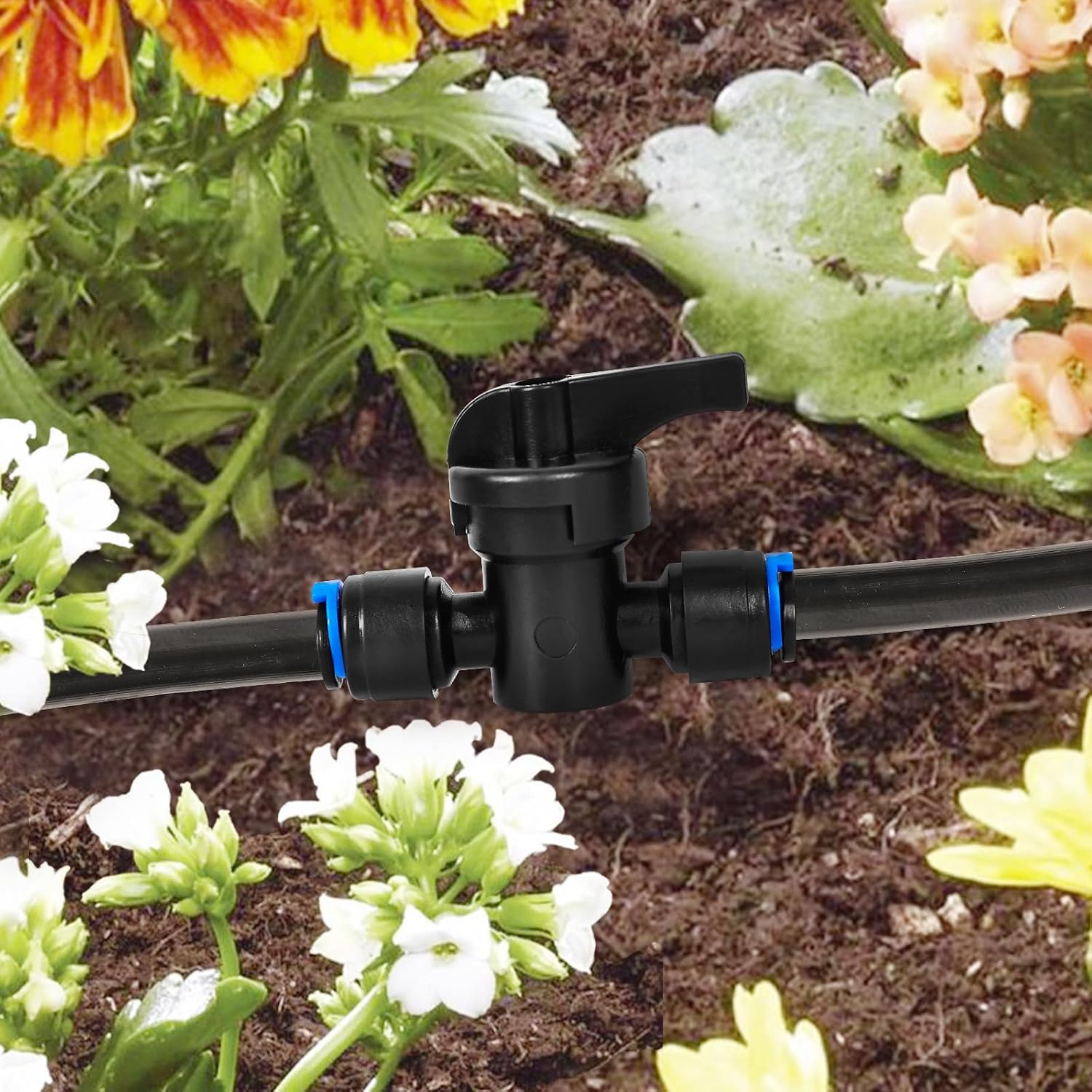 20 Pack 1/4" Drip Irrigation Shut Off Valve, Quick Connect Universal Drip Irrigation Tubing Coupling Valve, Connector