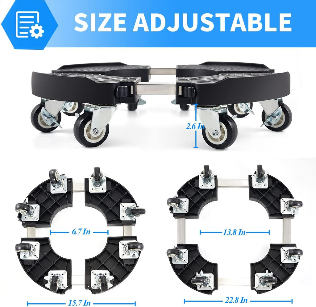 TreeGun Plant Caddy with Wheels Heavy Duty with 8 Lockable Casters, Rolling Plant Stand Adjustable for 8 inch-22 inch