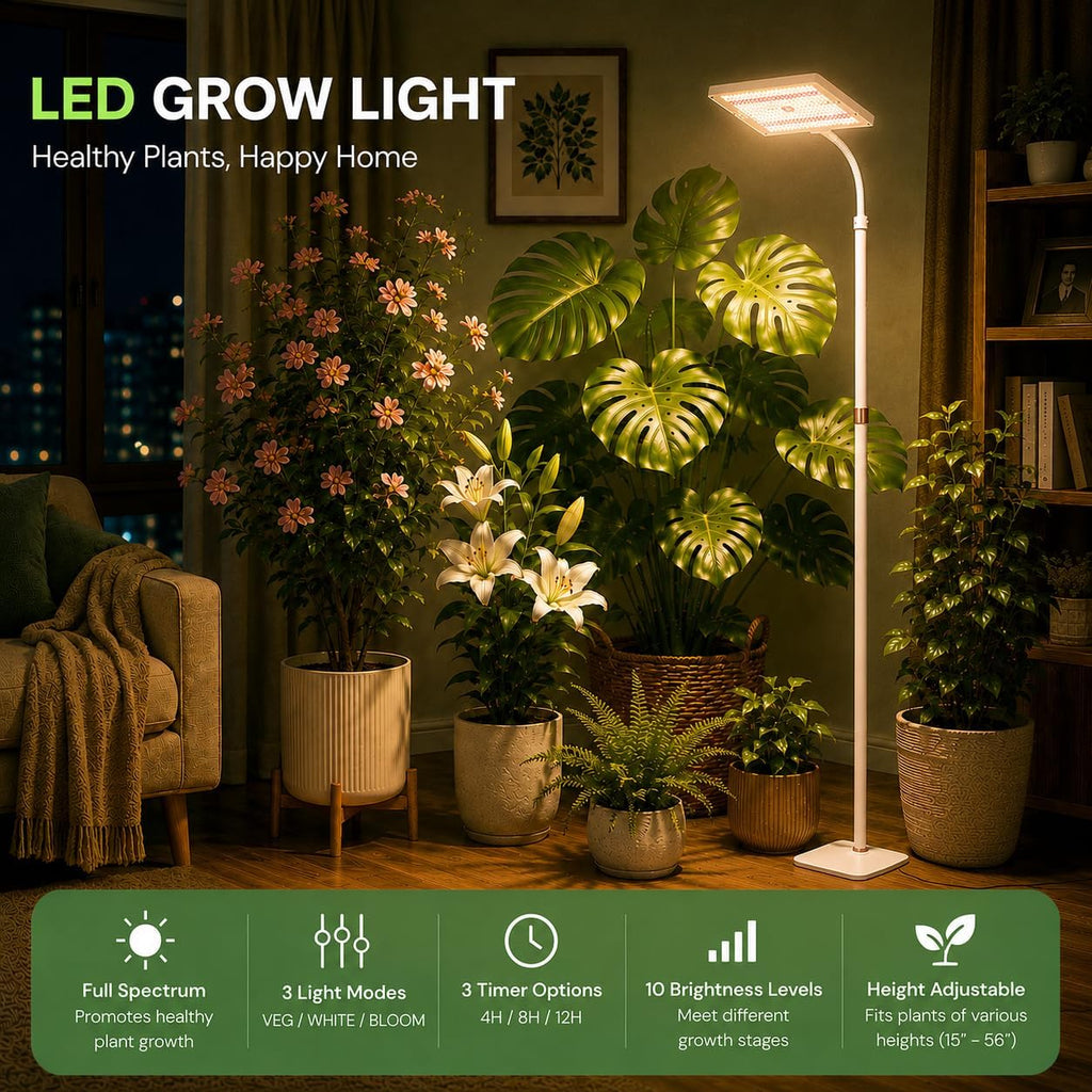 25W LED Grow Lights for Indoor Plants with Stand for Floor and Tabletop | Full Spectrum Plant Lights for Indoor Growing