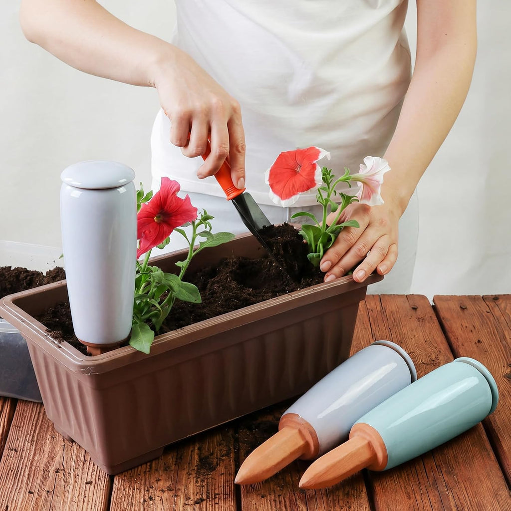 LemonRoad 4 Pack Terracotta Watering Spikes Plant Self Watering Globes Devices Large 17.5 oz Potted Plant Waterer