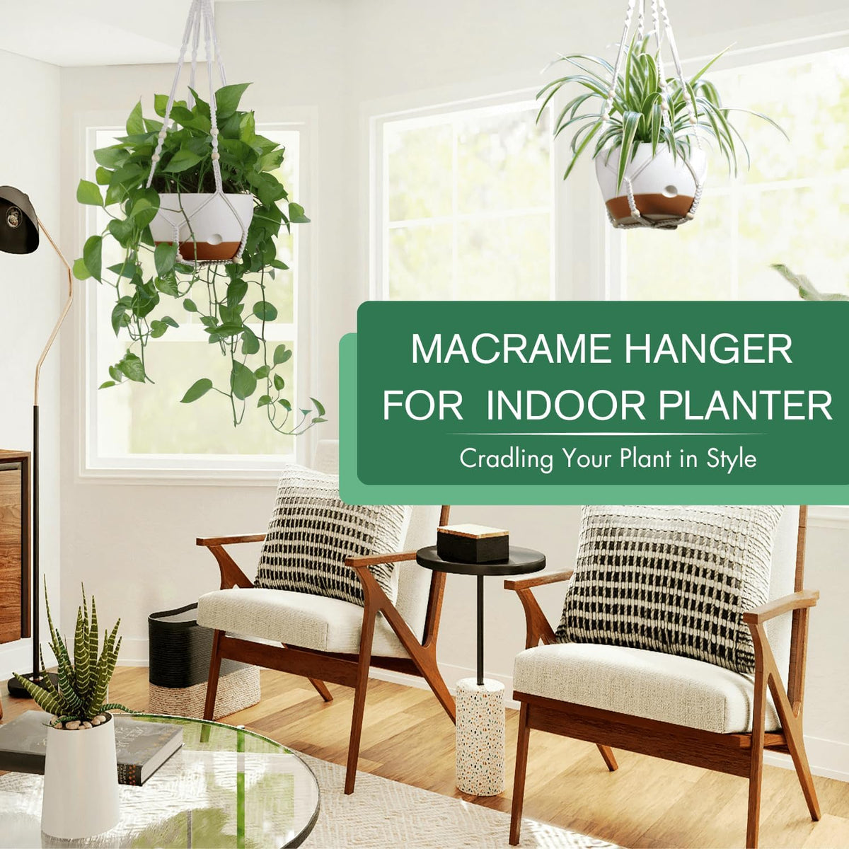 montresor Set of 2-8 Inch Hanging Planters for Indoor Plants with Self-Watering Includes Hanging Pots for Plants
