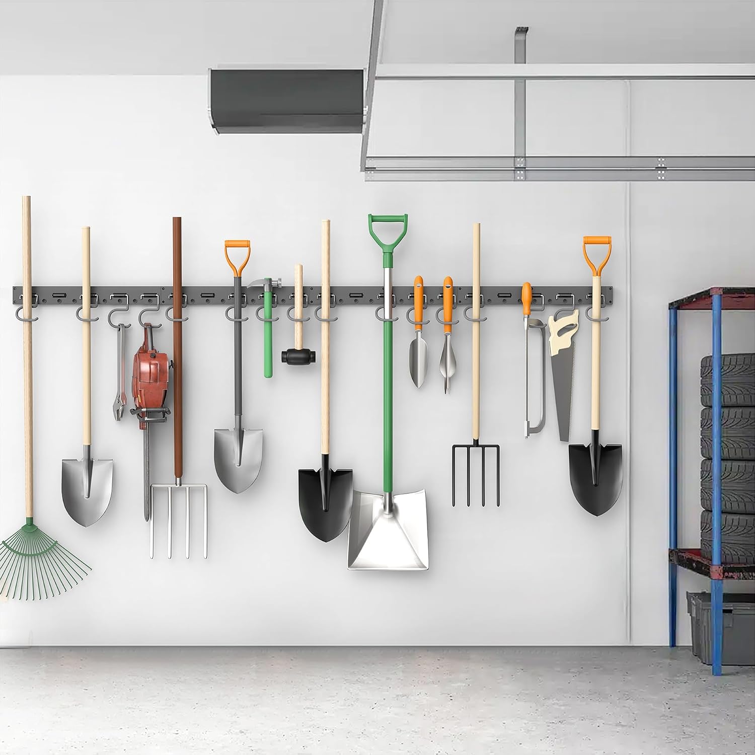 TORACK Plastic Wall Mounted Mop and Broom Holder, Garden Tools Organizer for Garage Wall, Yard Tool Storage Rack for