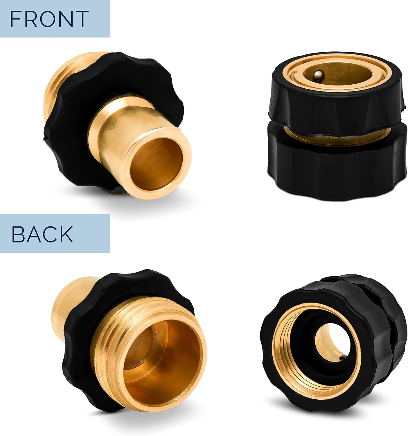 Brass Leak Resistant Garden Quick Connect & Disconnect Water Hose End Fittings, Female & Male Quick Release 3/4 Inch