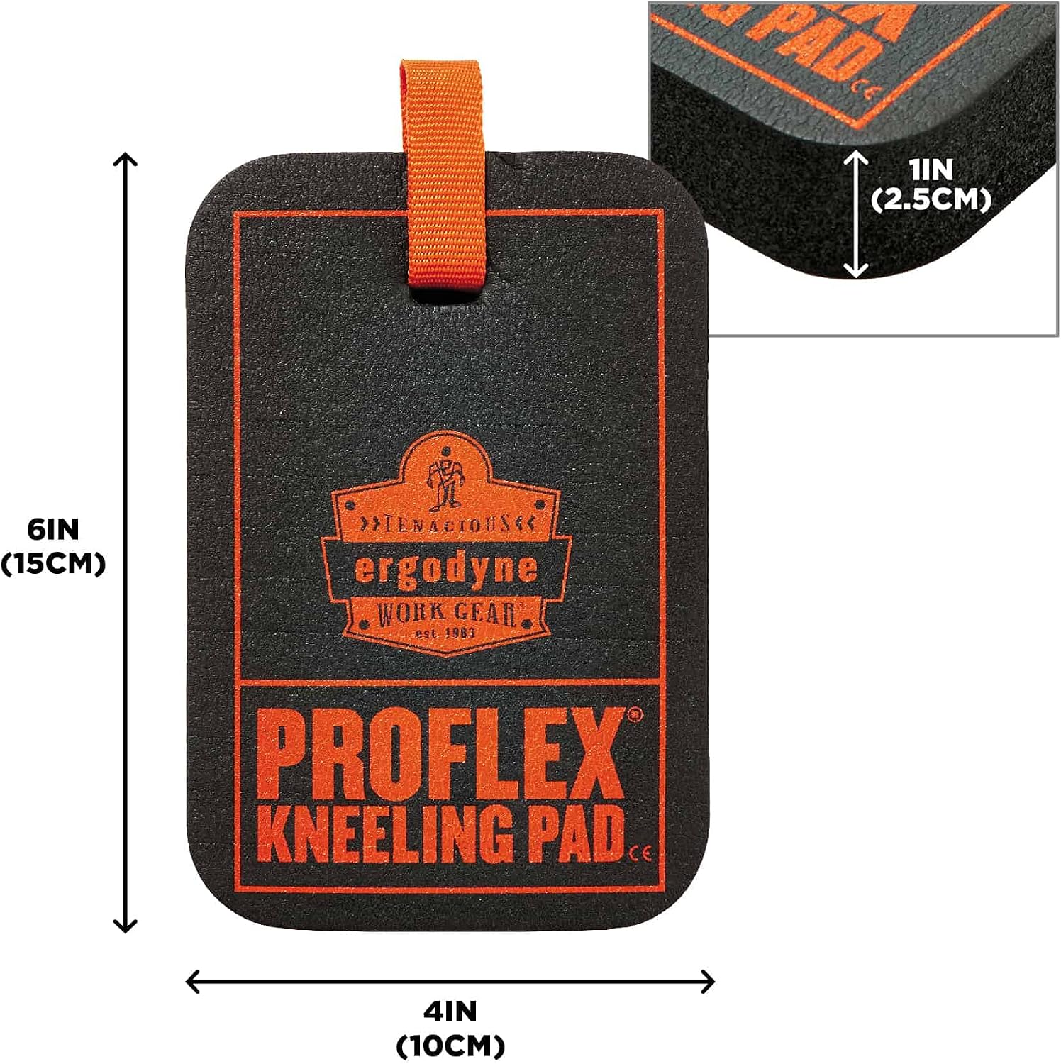 Ergodyne - 18565 ProFlex 365 Mini Kneeling Pad with Carabiner, 4" x 6" x 1", Black