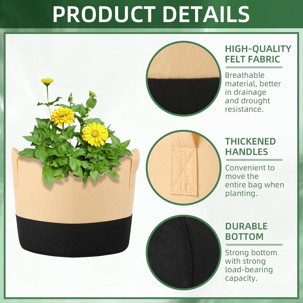 12 Pack 15 Gallon Grow Bags Colorful Fabric Plant Pots with Handles 15 Gal Garden Grow Bags Fabric Grow Pots Plant