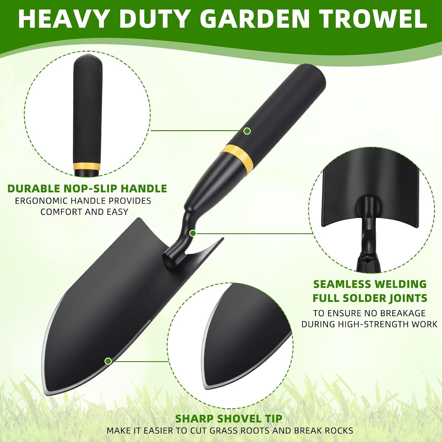 20 Pcs Garden Hand Trowel Heavy Duty Carbon Steel Garden Shovels Tools with Resin Rubberized Handle for Camping