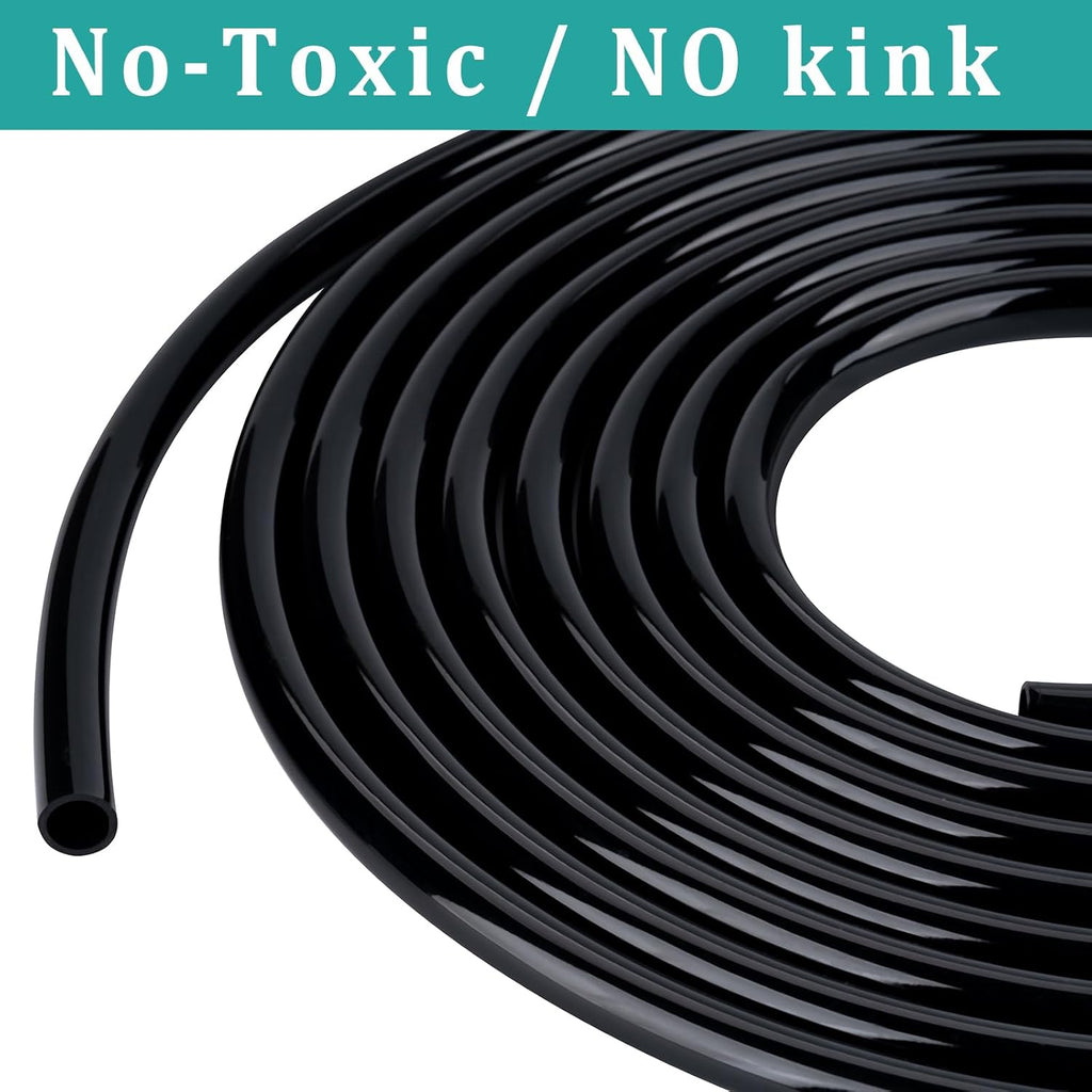 3/4" id - 25 ft Black Vinyl Tubing Flexible PVC Irrigation Hose & 2 Clamps | Hybrid Hose Transfer Water Fuel Gas for