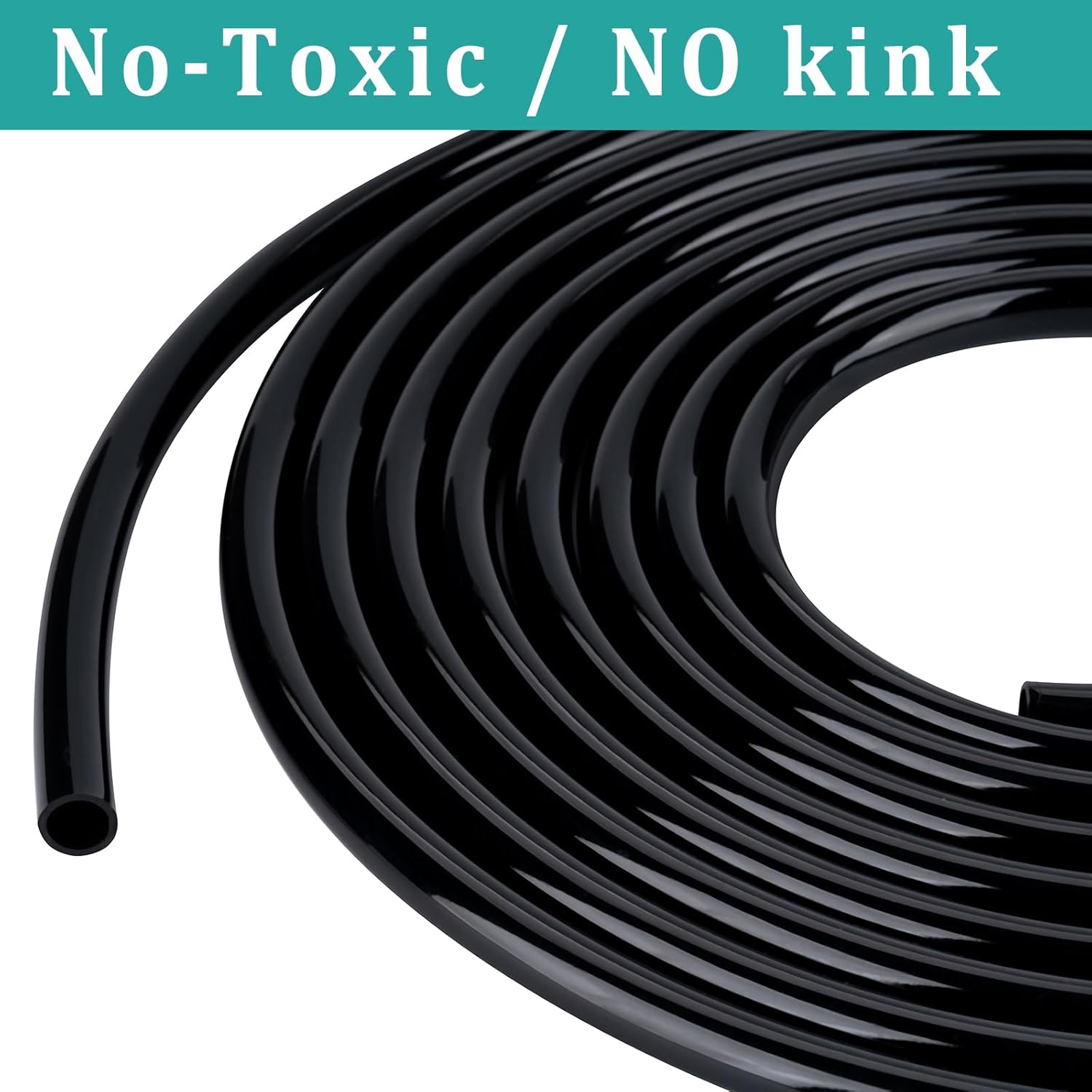 3/4" id - 25 ft Black Vinyl Tubing Flexible PVC Irrigation Hose & 2 Clamps | Hybrid Hose Transfer Water Fuel Gas for