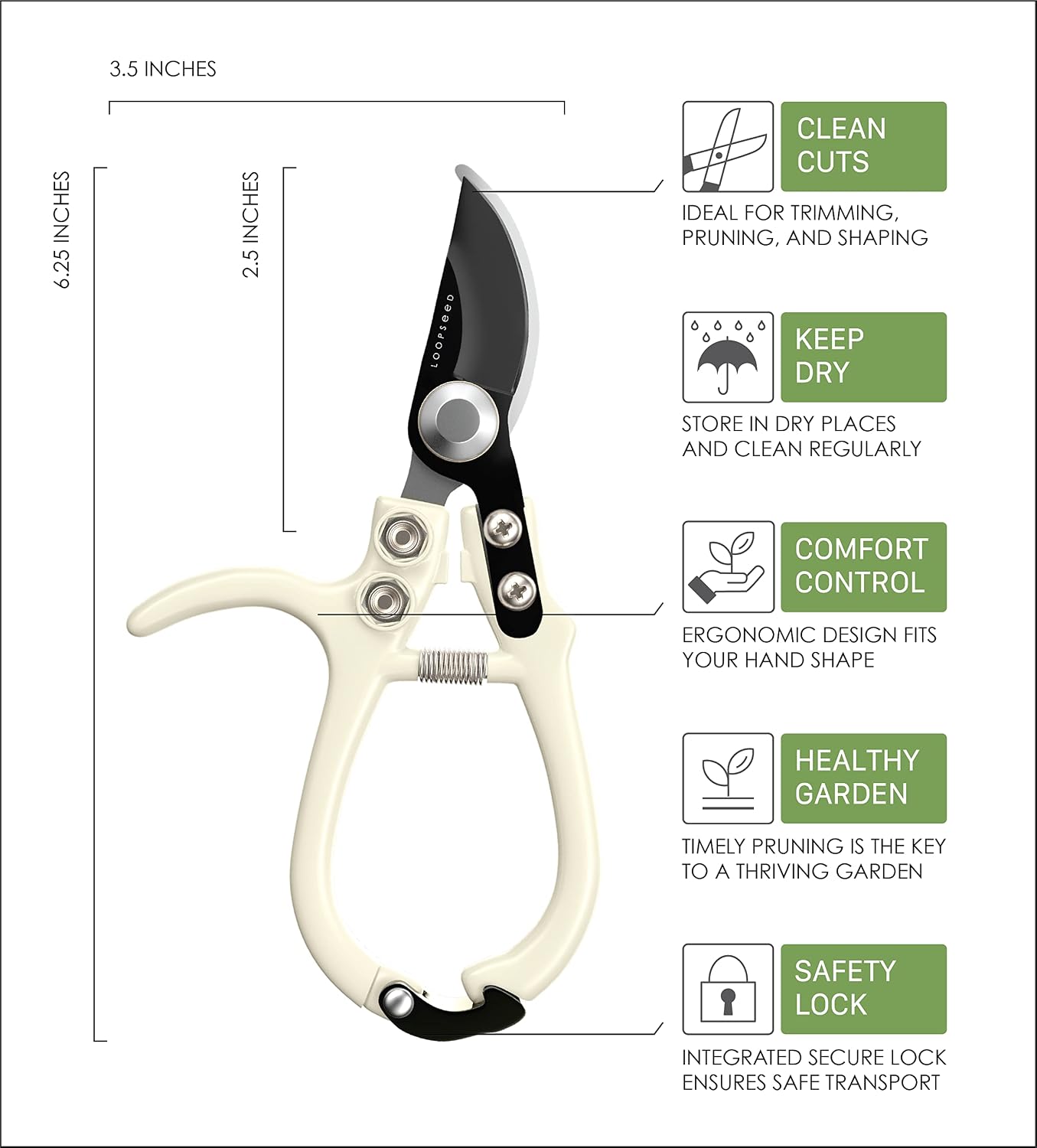 Bypass Pruning Shears Hand Pruner Garden Trimming Scissors Plant Trimmers Herb Snips Flower Clippers Ergonomic Handle