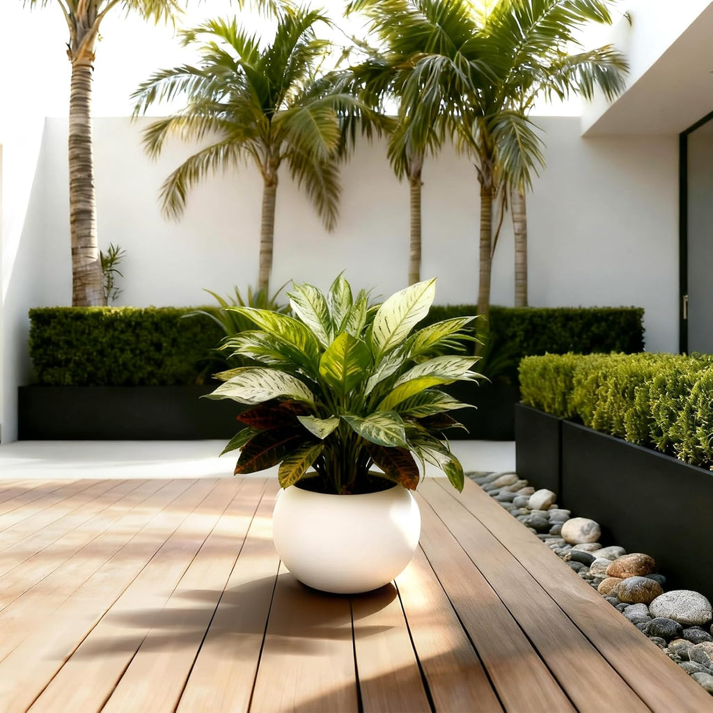 Large Round Planter,Planters for Indoor Plants & Outdoor,Durable Plastic Material Sphere Planter with Drainage Hole &