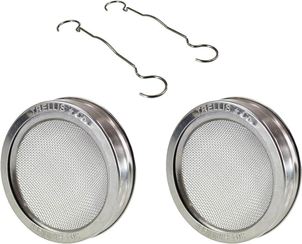 Sprouting Kit - 2 Pack - 316 Stainless Steel Wide Mouth | Curved Mesh, Fits Most Wide Mouth Mason Jars Grow Your Own