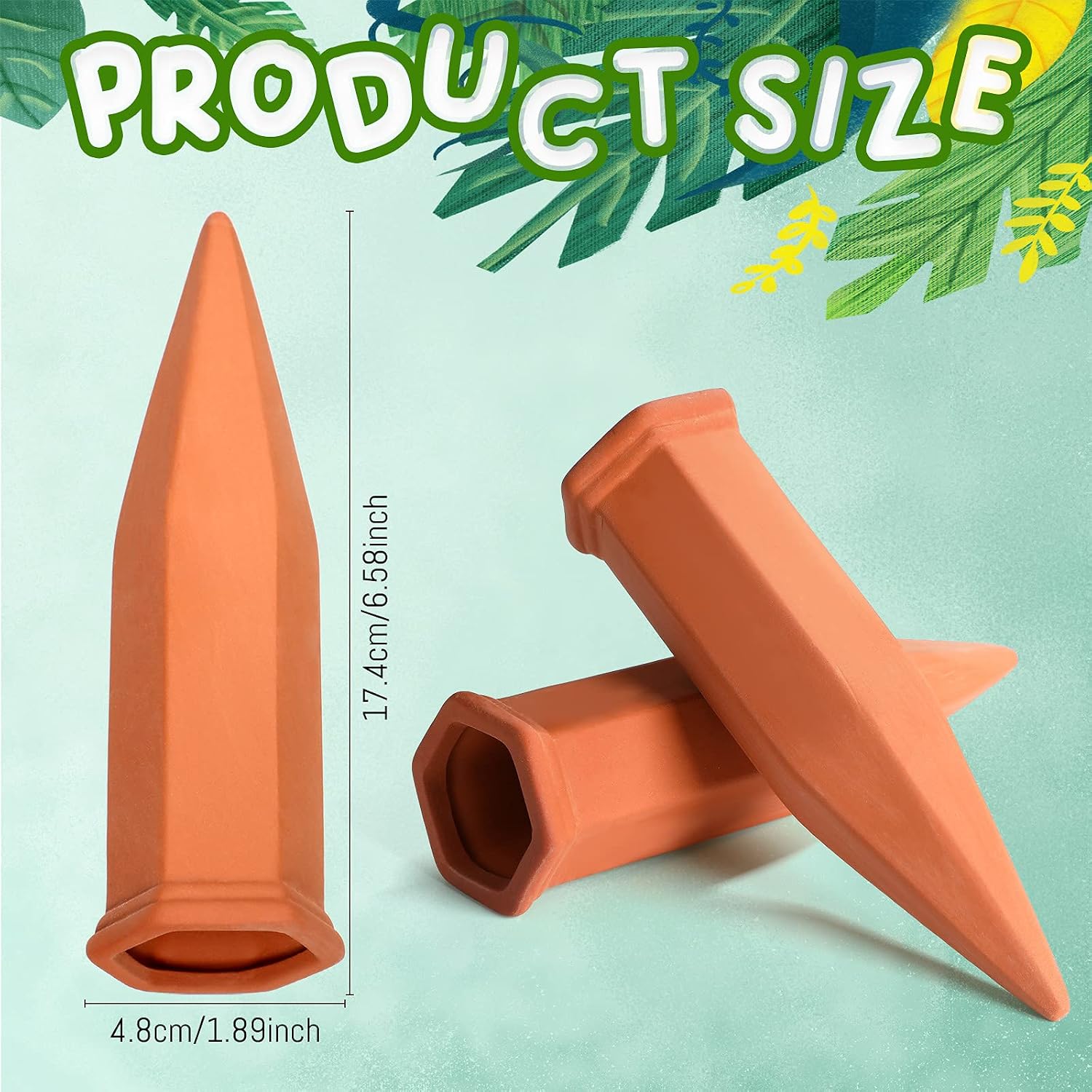 Jovitec 10 Pieces Terracotta Plant Watering Stakes Self Watering Spikes Automatic Plant Waterers Devices for Indoor