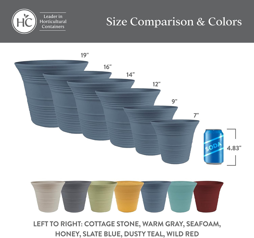 The HC Companies Sedona Round Self-Watering Pot - Lightweight Self Care Planter - Plastic Planter for Herbs & More