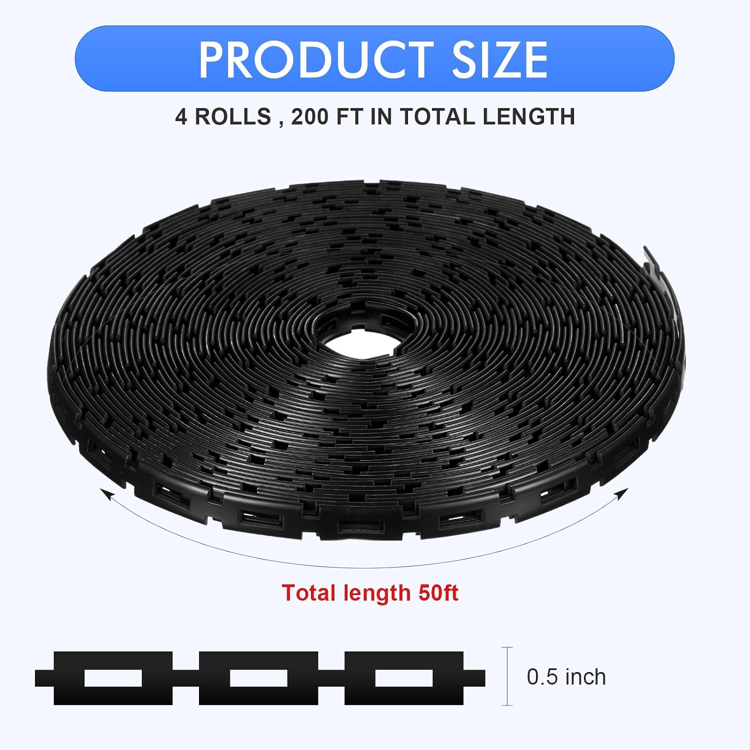 Wesiti 200 ft Plastic Chain Lock Tree Tie 1/2 Inch Wide Adjustable Tree Support Straps Plant String Swing Strap